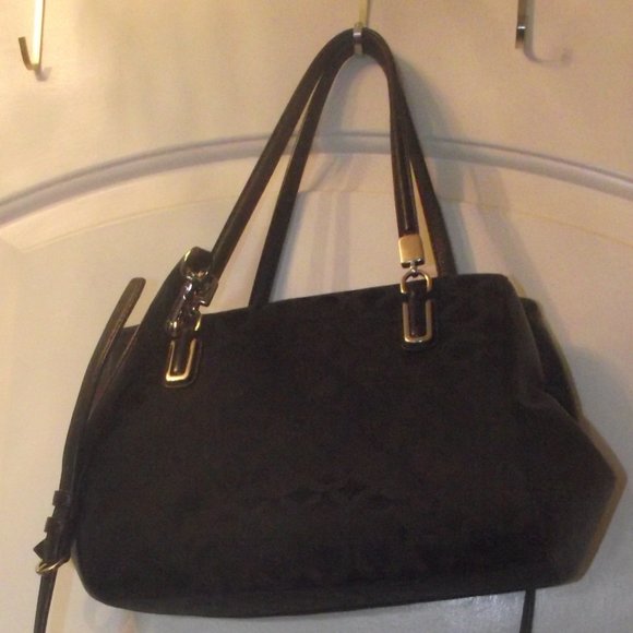 Coach MADISON SMALL MADELINE EAST/WEST SATCHEL IN OP ART SATEEN FABRIC Black - Picture 2 of 7